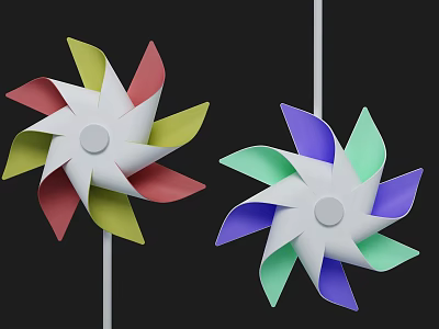 Hanging Colorful Windmill Shaped Decorative Lights for Indoor Party Decor 3d model