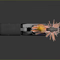 Black Lighter With Golden Pattern Open Lid And Colorful Flame Design