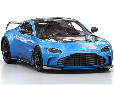 Blue Sports Car With Sleek Body Design Black Wheels Rear Spoiler And Modern Front Grille 3d model