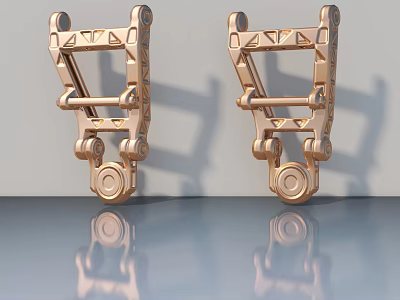 Golden Metal Door Hinge Pair with Shiny Surface and Reflection Design 3d model