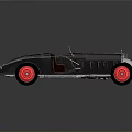 Vintage Convertible Car With Red Wheels Black Body And Open Top Design