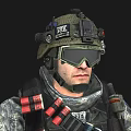 Game Movie Military Character Wearing Camouflage Uniform With Tactical Gear And Ammunition Belts