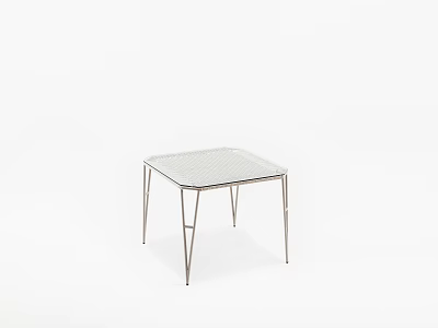 Modern Minimalist Square Dining Table With Glass Top And Metal Legs 3d model