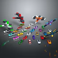 Numerous Colorful Small Toy Cars In Different Styles On