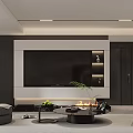 Modern Sleek Minimalist Living Room With Cozy Sofa Round Ottoman And No Main Lamp Design