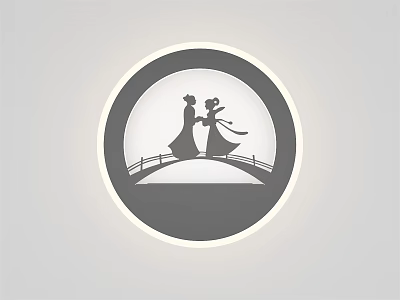 Romantic Silhouette Wall Light With Couple Bridge Design For Home Decor 3d model