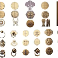New Chinese-style Handhandle Metal Carved Handhandle 3d model