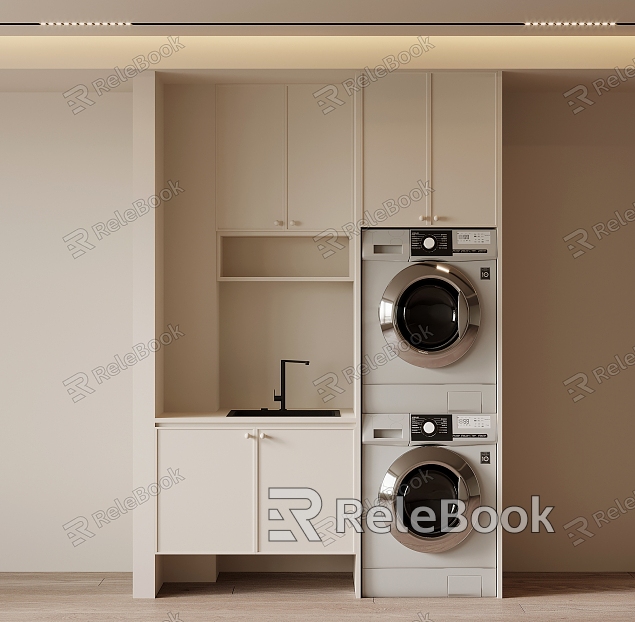 French Cream Style Washing Machine Cabinet Balcony Cabinet model