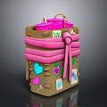 Plant Themed Decorative Brown Box With Pink Ribbons Leaf Stickers Heart Accents And LOVE Label