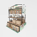 Multi Tiered Display Shelving With Wooden Plates And Storage Boxes 3d model