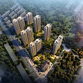 Detailed Aerial Planning of Modern High Rise Residential Complex with Green Areas and Road Network