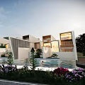 Luxury Modern Single Family Villa With Swimming Pool Landscaped Garden And Large Windows