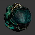 Teal Green Ornamental Decor Set With Gold Black Swirl Patterns And Glossy Finish