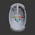 Children's Comfortable Baby Rocker Chair With White Gray Design And Hanging Colorful Toys