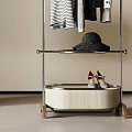 Modern Minimalist Clothes Rack with Hanging Clothes Hat Shoes and Drawer Storage for Books