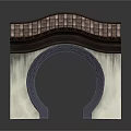 Traditional Architectural Design With Dark Brown Tiled Roof Circular Arch And Light Walls