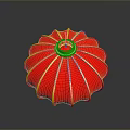 Traditional Red Lantern With Yellow Decorative Lines And Hanging Tassels Design