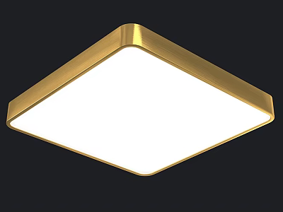 Modern Square Ceiling Light with Golden Frame and White Light Body 3d model