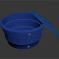 Blue Collapsible Plastic Bucket With Lid For Daily Household Storage