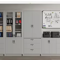 Organized White Office Bookcase With Storage Drawers Folders Books And Whiteboard