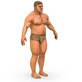 Shirtless Muscular Man Standing in Traditional Loincloth with Well Built Physique