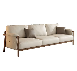 New Chinese-style Three-person Sofa Multi-person Sofa 3d model