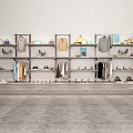 Modern Retail Display Shelves With Clothing Shoes Bags And Accessories Storage