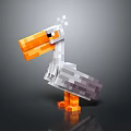 Cute Pixel Art Pelican Character With Orange Beak And Gray Body
