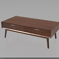 Wooden Coffee Table With Two Drawers And Slim Legs Minimalist Design