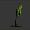 Cartoon Scene of Tree With Yellow Fruits Brown Trunk and Basket on Green Grass