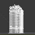 Classical High Rise Residential Tower With Ornate Top And Brown Beige Exterior Windows