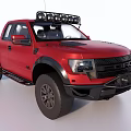 Red Off Road Pickup Truck With Roof Rack LED Lights Front Bumper And Fender Flares