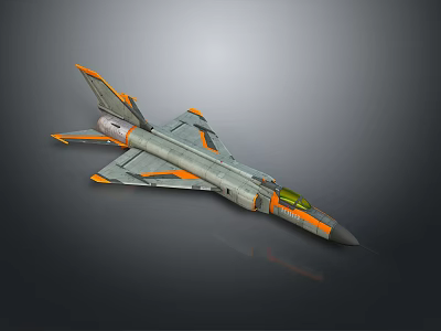 Gray And Orange Modern Jet Aircraft With Streamlined Wings And Aerodynamic Design 3d model