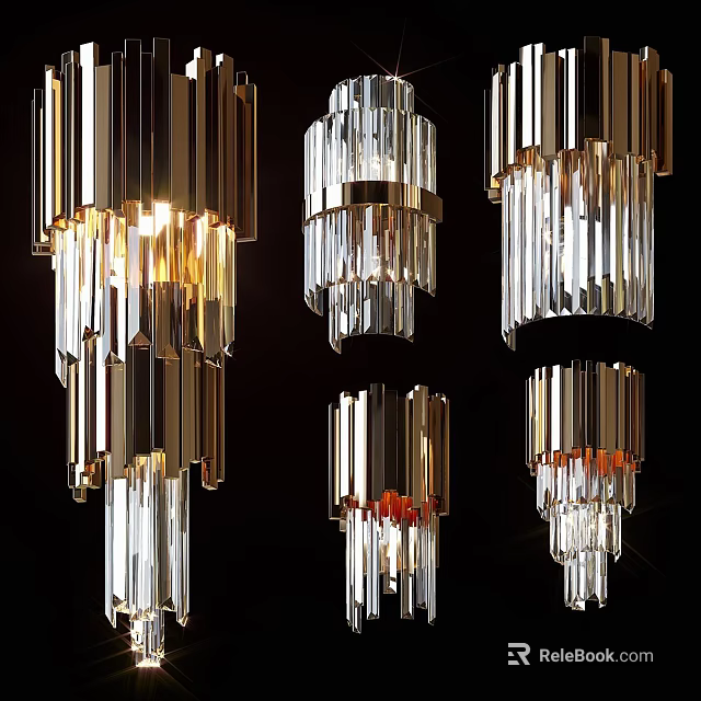 Luxury Modern Wall Sconce With Crystal And Metal Design For Home Interior 3d model 