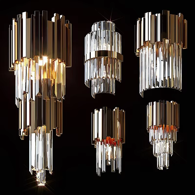 Luxury Modern Wall Sconce With Crystal And Metal Design For Home Interior 3d model