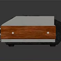 Portable Electronic Appliance With Black Silver Casing Display Screen Control Buttons And Wooden Sides