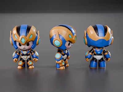 Cartoon armor character small hand ornaments 3d model