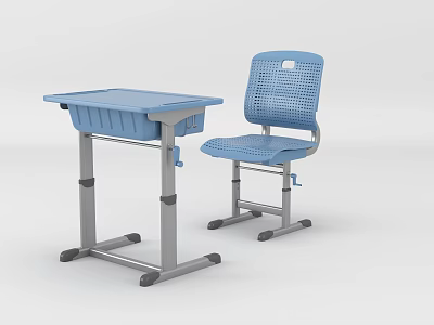 Blue Children's Chair With Mesh Backrest Plastic Metal For School Study Matching Desk 3d model