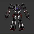Black Red Silver Mechanical Robot With Spiked Arms Legs And Purple Emblem