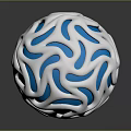 Intricate Decorative Sphere With Hollow Blue And Silver Wave Pattern Shiny Surface 3d model