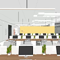 Modern Public Office Space With Glass Partitions Pink Walls And White Furniture