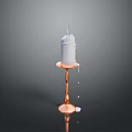 White Melted Candle On Copper Candlestick With Dripping Wax Against Dark Background
