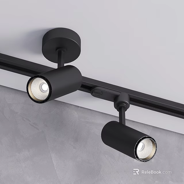 Stylish Modern Black Track Spotlights With Adjustable Direction For Indoor Lighting 3d model