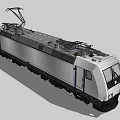 Modern Electric Train With Metallic Locomotive Engine And Pantograph On Railway Track