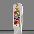 Modern Wayfinding Signage With Parking P Symbol Brand Logos And Direction Indicators