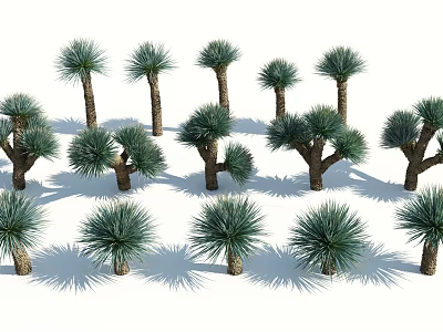 Arbor Trees in Various Forms and Sizes with Green Foliage and Shadows 3d model