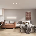 Modern Apartment Interior With Sofa Bed Table Lighting And Wall Art