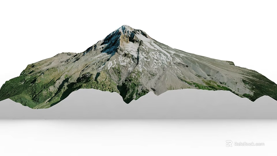 Scenic Mountain Landscape With Snow Capped Peak And Green Slopes 3d model 