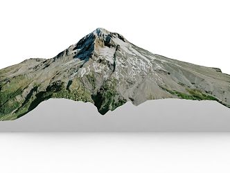 Snow Mountain Peak Green Mountain Terrain 3d model