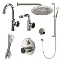Modern Bathroom Faucet With Stainless Steel Showerhead Handheld Shower And Control Knobs 3d model